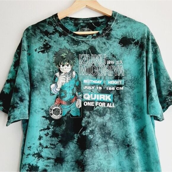 MY HERO ACADEMIA \ Midoriya Tie Dye T-Shirt Funimation Crewneck Sz XL Flaw - Picture 2 of 10